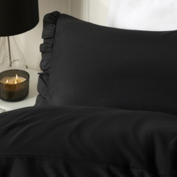 OHS Frill Edge Duvet Cover Set, Black - King - thumbnail 2