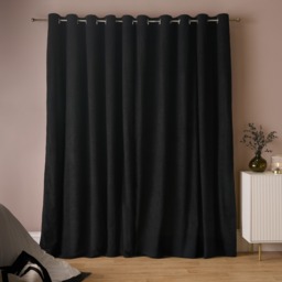 "OHS Bouclé Eyelet Curtains, Black - 90 x 90""" - thumbnail 4