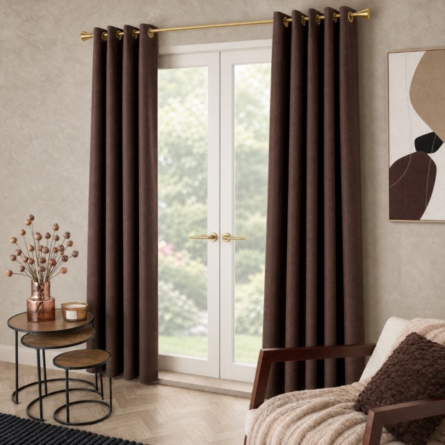 OHS Woven Texture Blackout Curtains, Brown - 46x72in - image 1