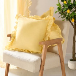 OHS 4 Pack Frill Cushion Covers - Lemon - thumbnail 2
