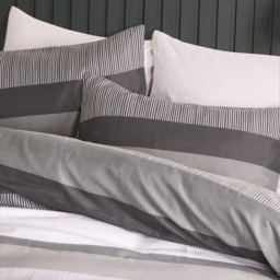 OHS Multi Stripe Duvet Set, Grey - Single - thumbnail 2