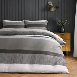OHS Multi Stripe Duvet Set, Grey - Single - thumbnail 1