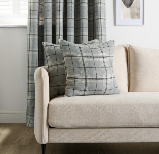 OHS 4 Pack Woven Check Cushion Covers - Grey - image 1