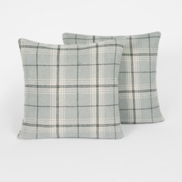 OHS 4 Pack Woven Check Cushion Covers - Grey - thumbnail 2