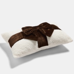 OHS Bow Wrapped Cushion - Brown/Cream - thumbnail 2