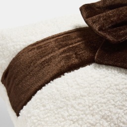 OHS Bow Wrapped Cushion - Brown/Cream - thumbnail 3