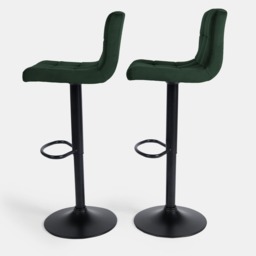 OHS Set of 2 Adjustable Velvet Bar Stools - Forest Green - thumbnail 3