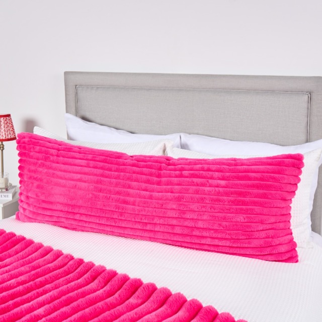 OHS Ribbed Faux Fur Bolster Pillow - Pink - image 1