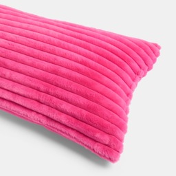 OHS Ribbed Faux Fur Bolster Pillow - Pink - thumbnail 5