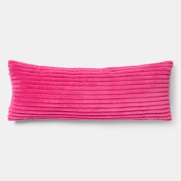 OHS Ribbed Faux Fur Bolster Pillow - Pink - thumbnail 4