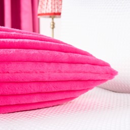 OHS Ribbed Faux Fur Bolster Pillow - Pink - thumbnail 3