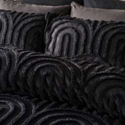 OHS Tufted Arches Duvet Cover Set, Black - Double - thumbnail 4