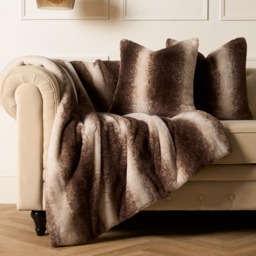 OHS 4 Pack Stripe Faux Fur Cushion Covers with Cushion - Brown - thumbnail 5