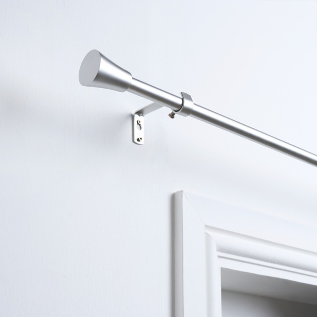OHS 16mm Extendable Trumpet Curtain Pole, Silver - 70-120cm - image 1