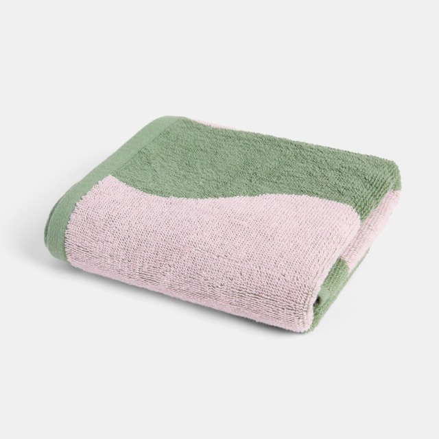 OHS 100% Cotton Wavy Bath Towel, Pink/Green - 1PC - image 1