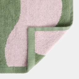 OHS 100% Cotton Wavy Bath Towel, Pink/Green - 1PC - thumbnail 2