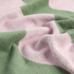 OHS 100% Cotton Wavy Bath Towel, Pink/Green - 1PC - thumbnail 3