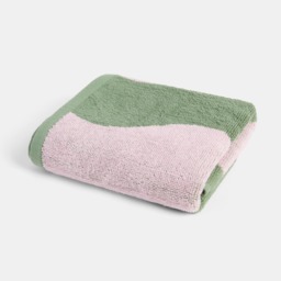 OHS 100% Cotton Wavy Bath Towel, Pink/Green - 1PC