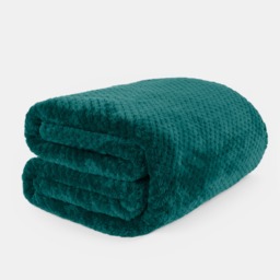 OHS Waffle Fleece Throw, Teal - 150 x 200cm - thumbnail 2