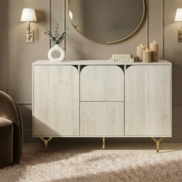 OHS Modern Curved Drawer Sideboard - Stone Wash - image 1