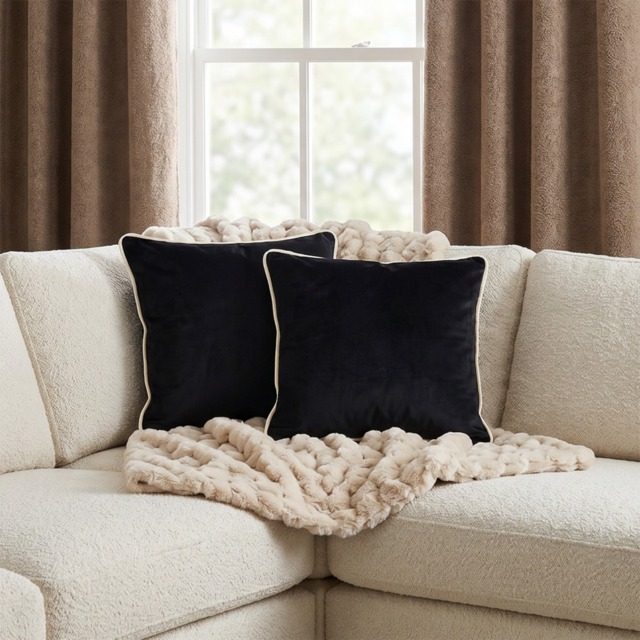 OHS Matte Velvet Piped Edge Cushion Covers, Monochrome - 55 x 55cm - image 1
