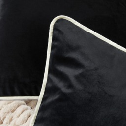 OHS Matte Velvet Piped Edge Cushion Covers, Monochrome - 55 x 55cm - thumbnail 2