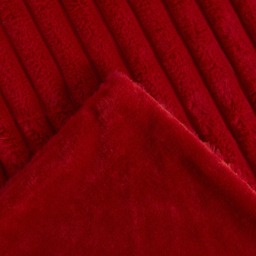 OHS Faux Fur Thick Ribbed Throw, Red - 125 x 150cm - thumbnail 4