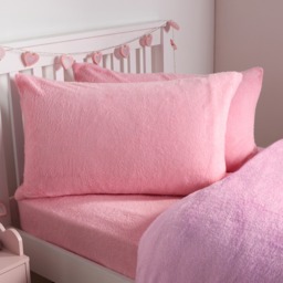 OHS Teddy Fleece Reversible Duvet Cover Set, Pink/ Lilac - Double - thumbnail 4