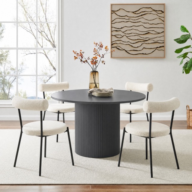 OHS Madison Ribbed Dining Table - Charcoal - image 1