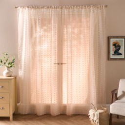 OHS Pompom Tufted Voile Curtains - Natural - thumbnail 3