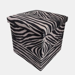 OHS Zebra Print Matte Velvet Foldable Cube Storage Ottoman - Monochrome - thumbnail 2