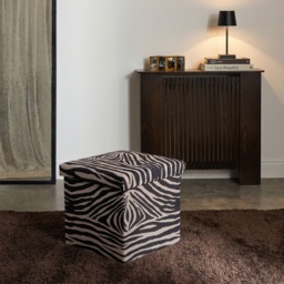 OHS Zebra Print Matte Velvet Foldable Cube Storage Ottoman - Monochrome - thumbnail 1