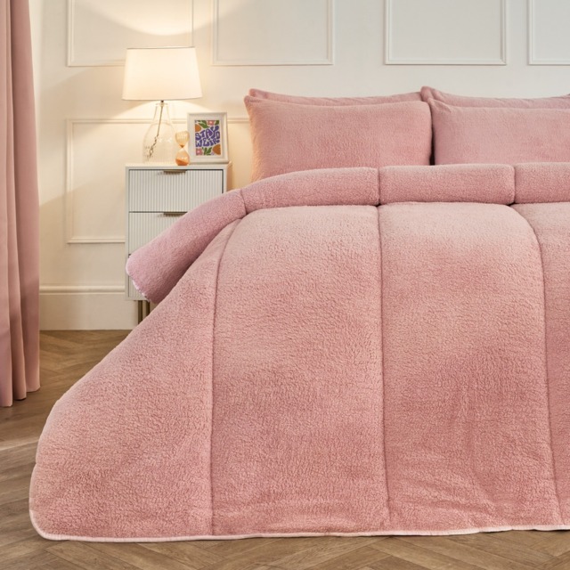 OHS Teddy Coverless 10.5 Duvet & Pillowcases, Blush - King - image 1