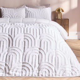 OHS Tufted Arches Quilted Coverless 7.5 Tog Duvet Set, White - Double - thumbnail 2