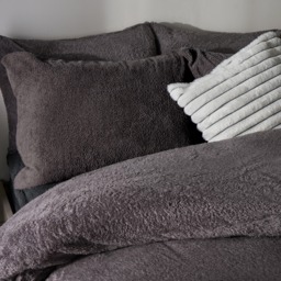 OHS Teddy Fleece Duvet Cover Set, Charcoal - King - thumbnail 5