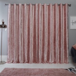 "OHS Crushed Velvet Eyelet Curtains, Blush Pink - 66"" x 90""" - thumbnail 2