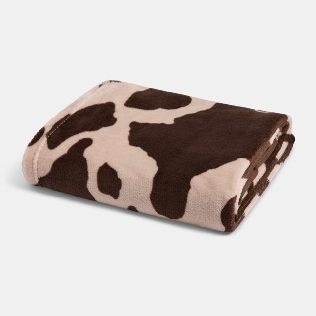 OHS Cow Print Ultra Soft Throw - Brown - image 1