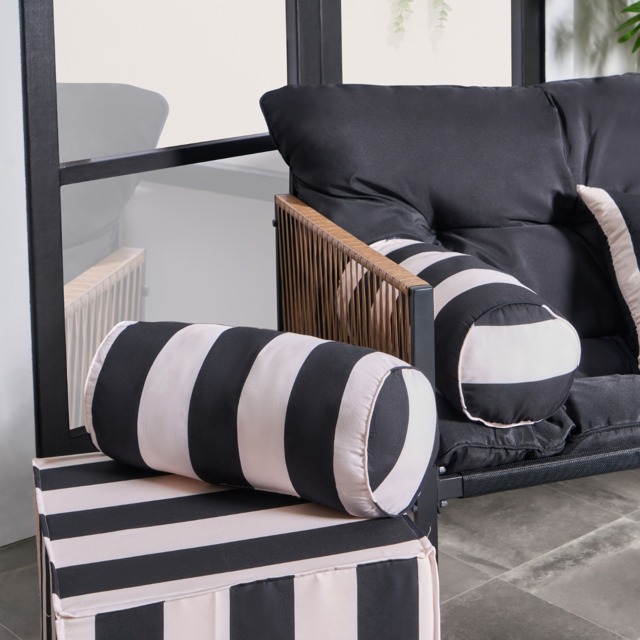 OHS Stripe Print Indoor/Outdoor Bolster Pillow - Monochrome - image 1