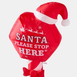 OHS Indoor/Outdoor Inflatable Santa Stop Here Sign Decoration - Red - thumbnail 4