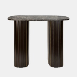 OHS Madison Marble Effect Ribbed Console Table - Dark Brown - thumbnail 2