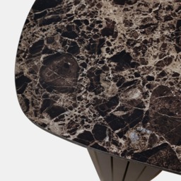 OHS Madison Marble Effect Ribbed Console Table - Dark Brown - thumbnail 3