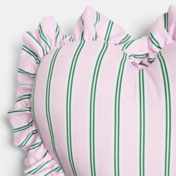 OHS Frill Heart Shaped Stripe Cushion - Pink/Green - thumbnail 4