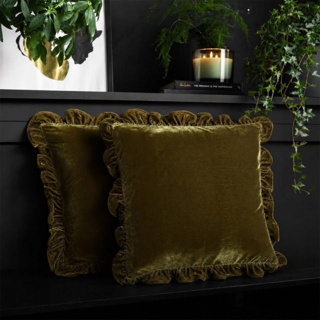 OHS Velvet Plush Cushion Cover, Green - 45 x 45cm - image 1