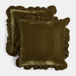 OHS Velvet Plush Cushion Cover, Green - 45 x 45cm - thumbnail 2