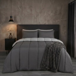 OHS Coverless 10.5 Tog Reversible Duvet & Pillowcase, Silver/Grey - Super King - thumbnail 2