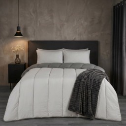 OHS Coverless 10.5 Tog Reversible Duvet & Pillowcase, Silver/Grey - Super King - thumbnail 1