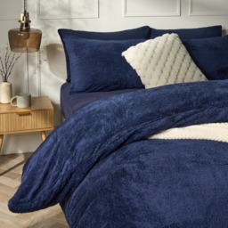 OHS Teddy Fleece Duvet Cover Set, Navy - Single - thumbnail 2
