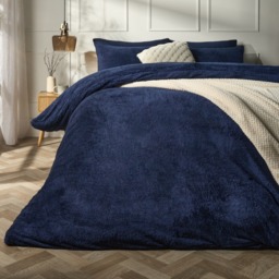 OHS Teddy Fleece Duvet Cover Set, Navy - Single