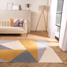 OHS Washable Geo Printed Rug, Ochre - 120 x 170 cm - thumbnail 1