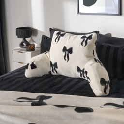 OHS Bow Print Cuddle Cushion - Monochrome - thumbnail 2
